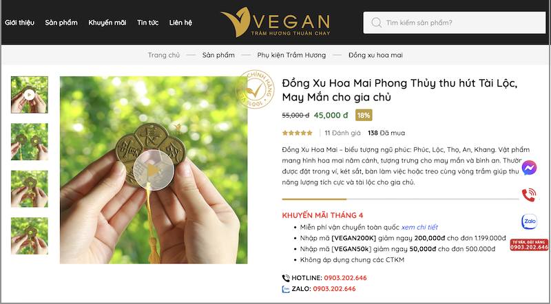 Mua đồng xu hoa mai ở VEGAN mua dong xu hoa mai o VEGAN