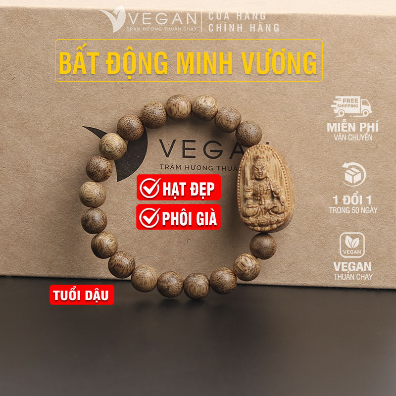 Vòng tay Trầm Hương VEGAN phật Bất Động Minh Vương tuổi Dậu 8mm