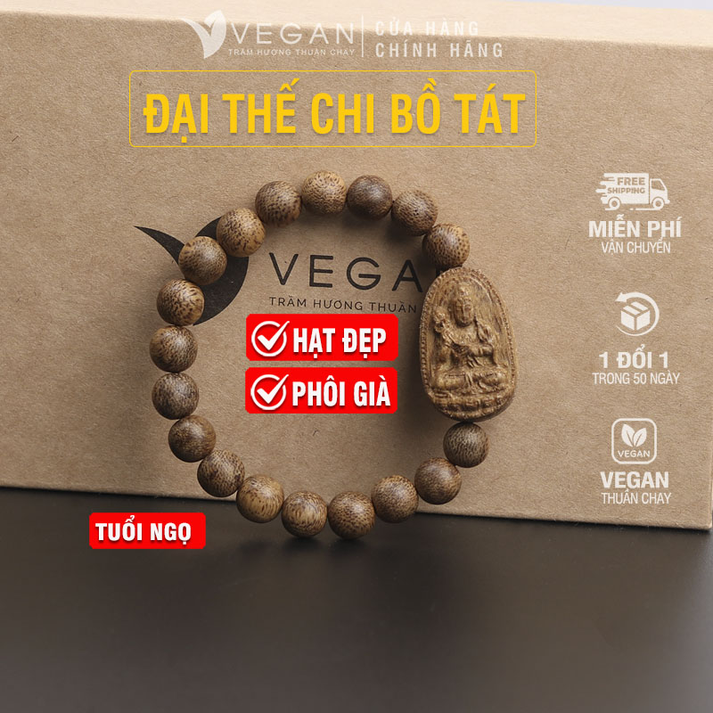 Vòng tay Trầm Hương VEGAN phật Đại Thế Chi Bồ Tát tuổi Ngọ 8mm